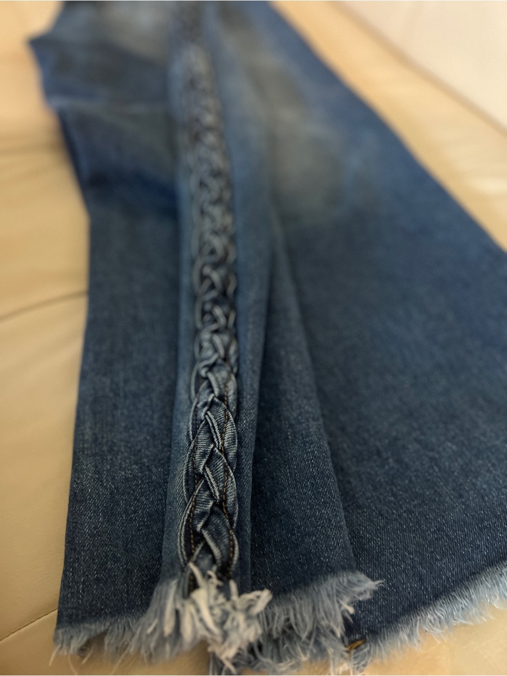 Sage & Fig Braided-Trim Wide Leg Jeans in Dark Blue Medium - Picture 13 of 14